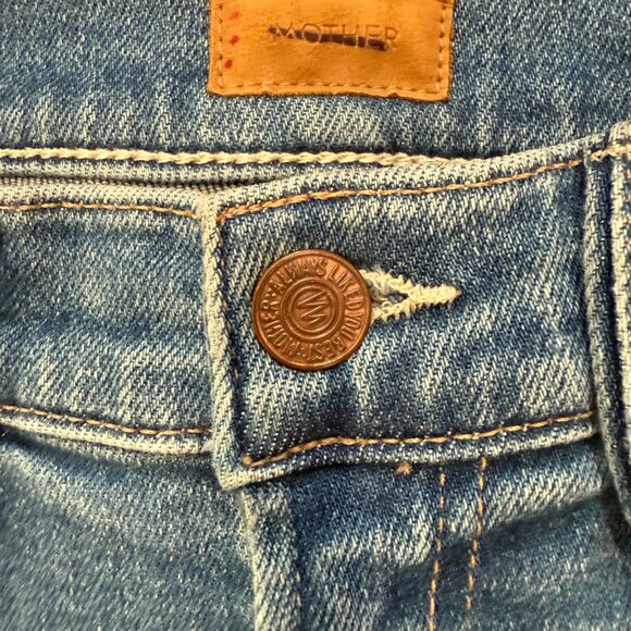 MOTHER The Kick It Ankle Fray distressed high-rise straight-leg jeans NWOT/24 - Picture 11 of 12